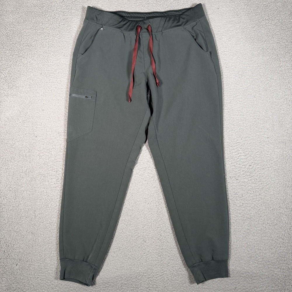 Figs Scrub Pants Womens XL Gray Zamora Joggers Pockets Nursing Medical Logo Cuff